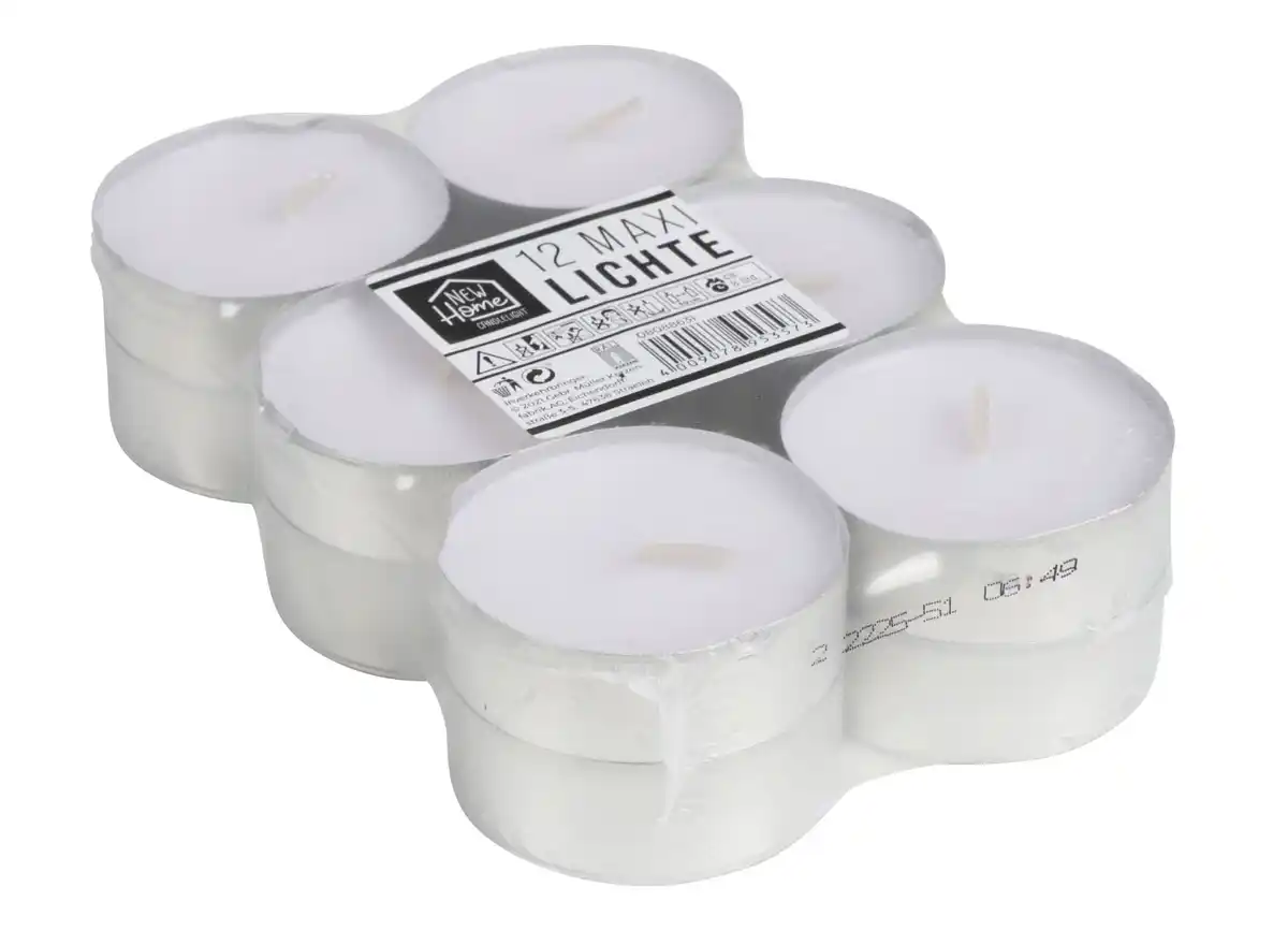 Bild 1 von Maxi-Teelichte 12er-Set 12 Maxi-Teelichte in einer Aluminium-Schale mit einer Brenndauer von je 8 Stunden.
