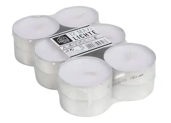 Bild 1 von Maxi-Teelichte 12er-Set 12 Maxi-Teelichte in einer Aluminium-Schale mit einer Brenndauer von je 8 Stunden.