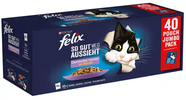 Bild 1 von PURINA FELIX Katzennassfutter So gut wie es aussieht Gemischte Vielfalt in Gelee, 3.4 kg