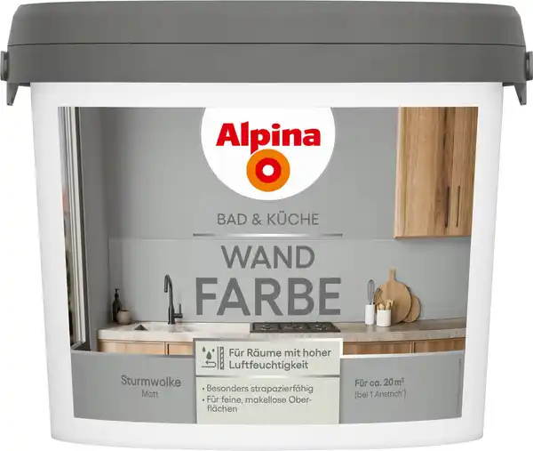 Bild 1 von Alpina Wandfarbe für Küche & Badezimmer Sturmwolke 2,5 L