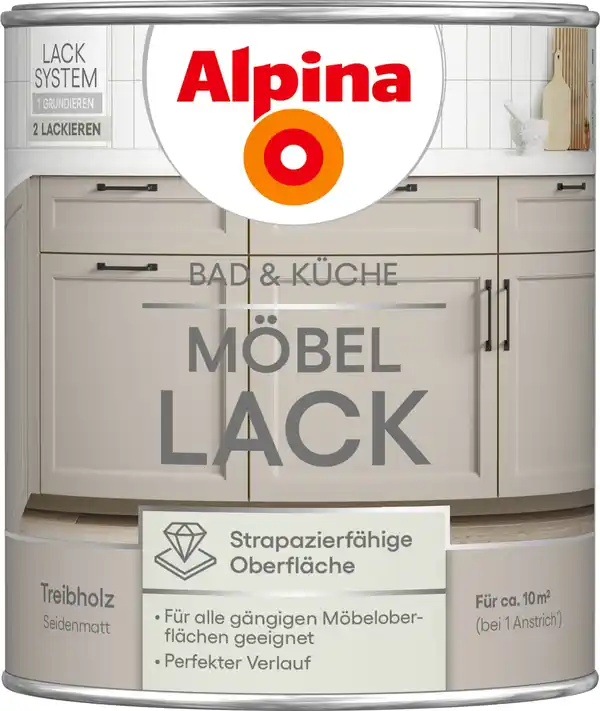 Bild 1 von Alpina Möbellack für Küche & Badezimmer Treibholz 750 ml