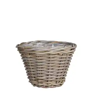 Mica Decorations Korb, Rattan, HxD 20x29 cm, grau