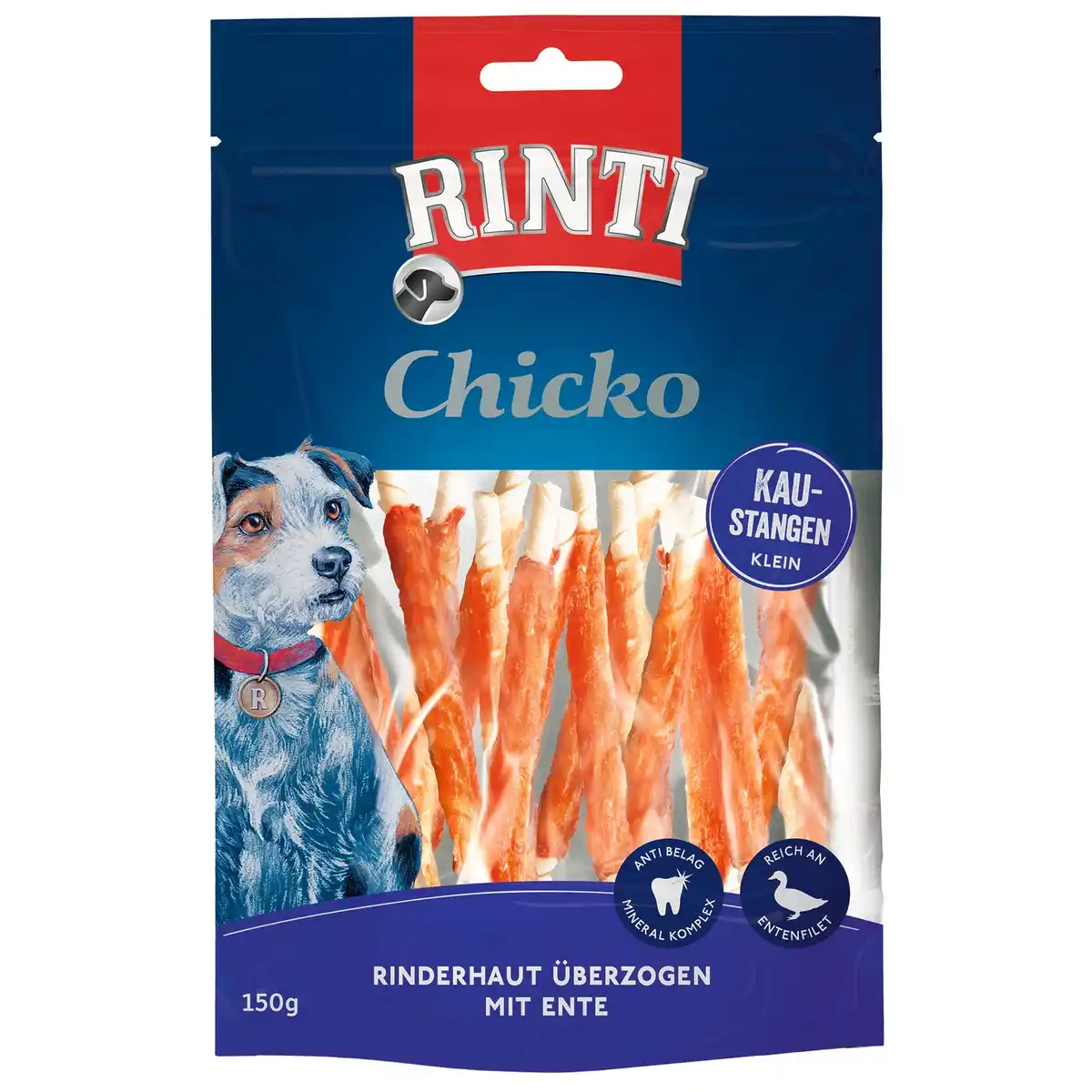 Bild 1 von RINTI Kaustangen »Chicko«, Rinderhaut überzogen mit Ente, 150g
