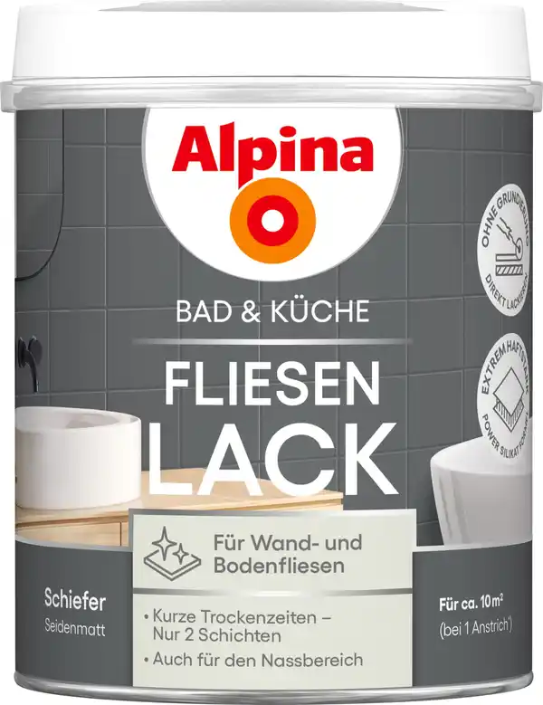 Bild 1 von Alpina Fliesenlack Bad & Küche 2K Schiefer 750 ml
