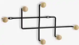 Garderobe GAMBY 6 Haken natur/schwarz