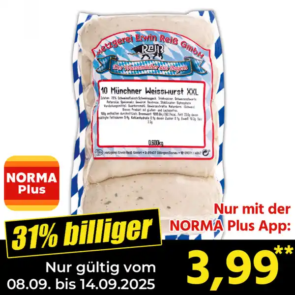 Bild 1 von Erwin Reiß Münchner Weißwurst XXL