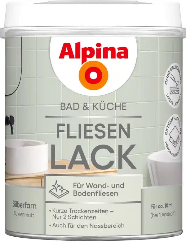 Bild 1 von Alpina Fliesenlack Bad & Küche 2K Silberfarn 750 ml