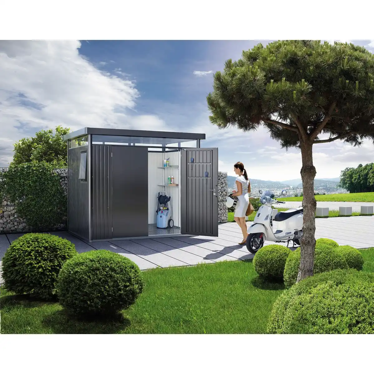 Bild 2 von BIOHORT Gerätehaus »Highline«, Stahl, BxHxT: 275 x 222 x 235 cm (Außenmaße)