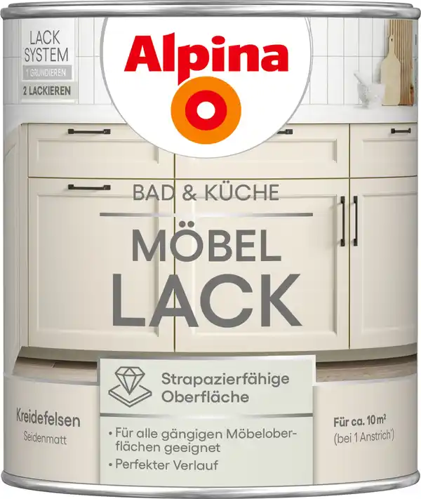 Bild 1 von Alpina Möbellack für Küche & Badezimmer Kreidefelsen 750 ml