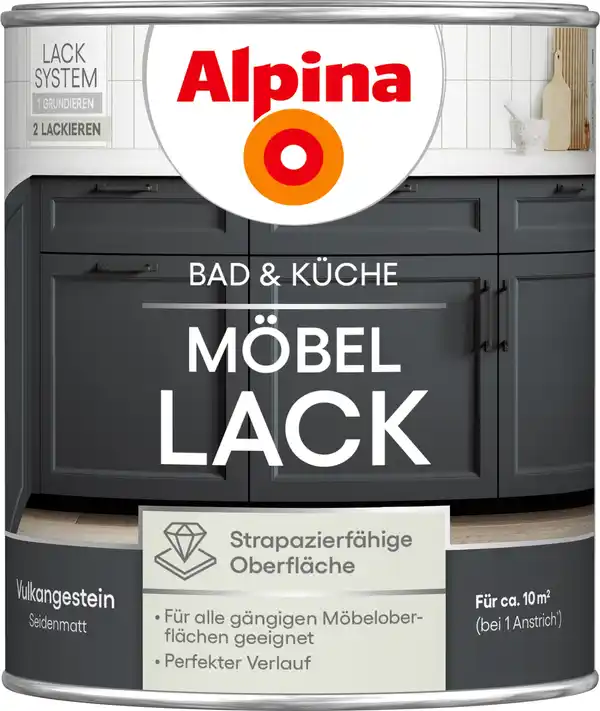Bild 1 von Alpina Möbellack für Küche & Badezimmer Vulkangestein 750 ml
