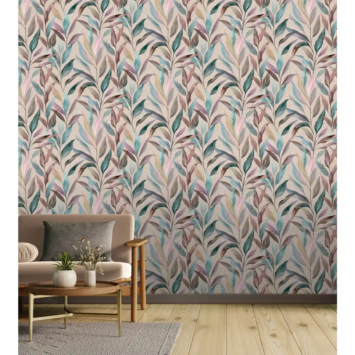 Bild 3 von Vliestapete »Fiesta«, 6x 0,53 m (LxB), selbstklebend, modernes Blattmuster, blau/grün