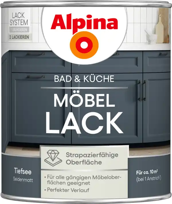 Bild 1 von Alpina Möbellack für Küche & Badezimmer Tiefsee 750 ml