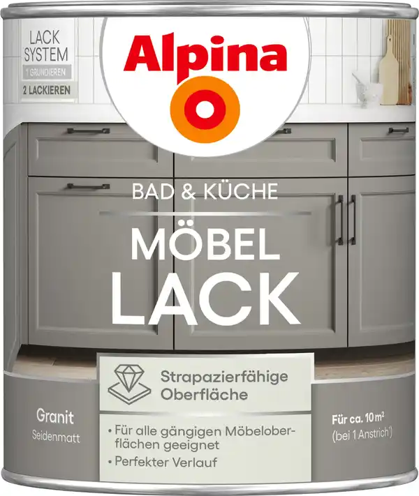 Bild 1 von Alpina Möbellack für Küche & Badezimmer Granit 750 ml