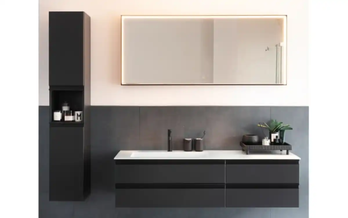 Bild 1 von Badkombination Bilbao, grau, inkl. LED Beleuchtung