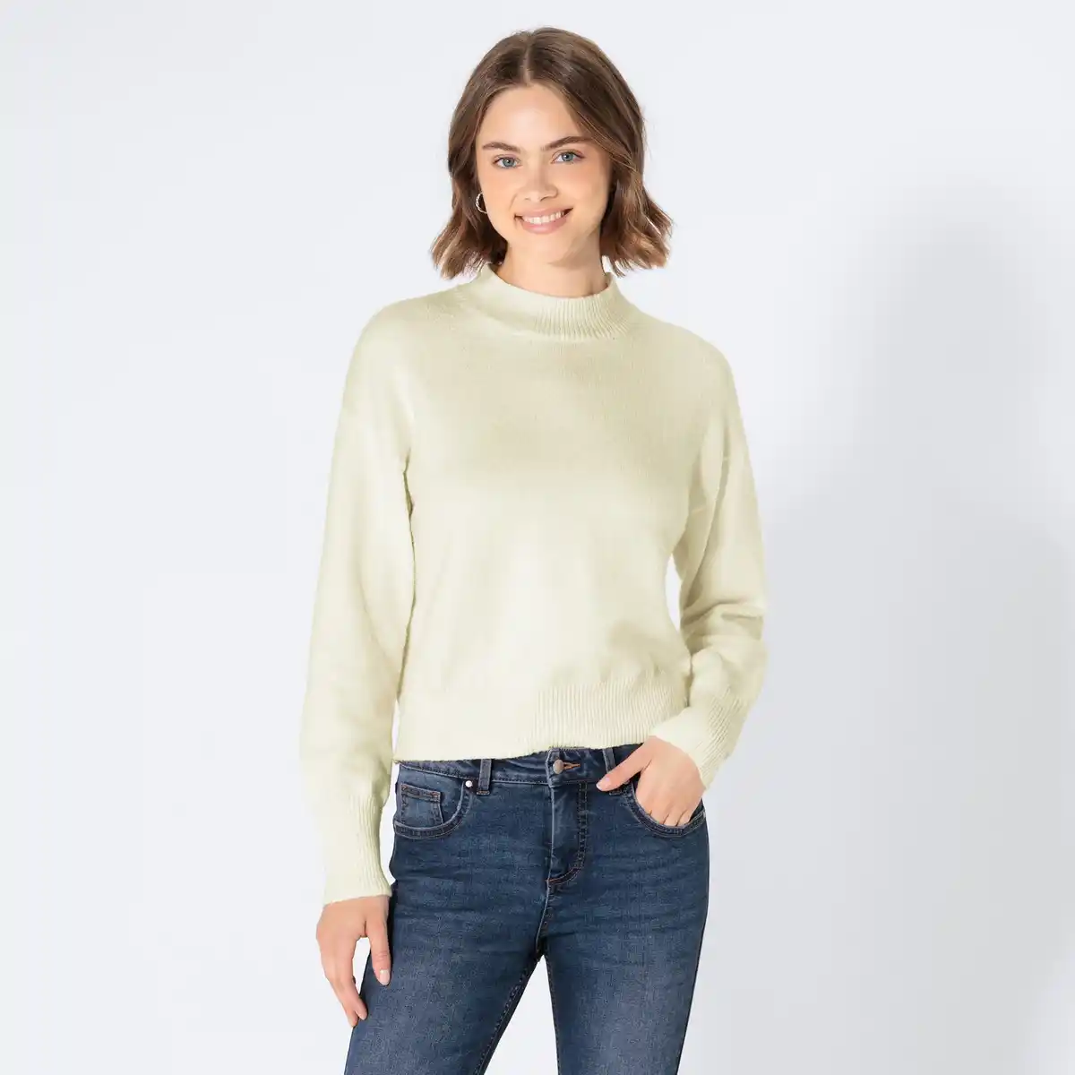 Bild 1 von Damen-Strickpullover mit hohem Kragen