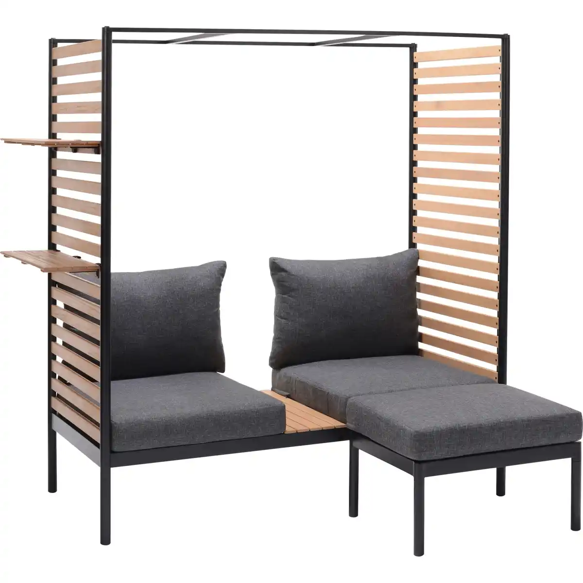 Bild 1 von Lounge-Set Skipton 2-teilig mit Hocker Teakholz Schwarz-Anthrazit