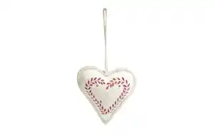 Deko-Herz, beige/rot, 13 cm
