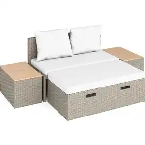 Lounge-Set Bostonia 4-tlg. Polyrattan Hellbraun