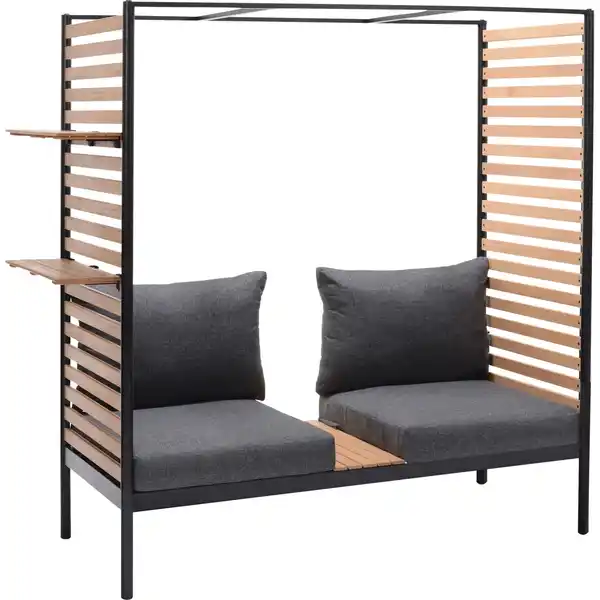 Bild 3 von Lounge-Set Skipton 2-teilig mit Hocker Teakholz Schwarz-Anthrazit