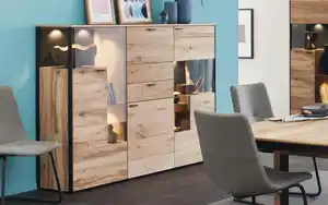 Schöner Wohnen Kollektion - Highboard Andra, Eiche rustico/anthrazit