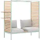 Bild 3 von Lounge-Set Skipton 2-teilig mit Hocker Teakholz Mint-Beige