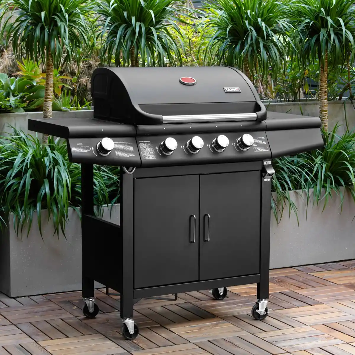 Bild 2 von Taino Red 4+1 Gasgrill Set Mit Drehspieß Grillwagen BBQ Edelstahl-Brenner Gas-Grill Schwarz