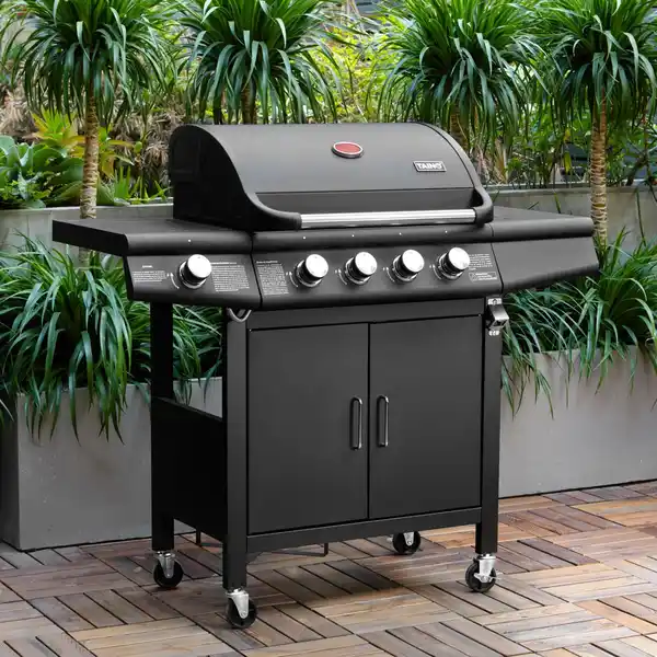 Bild 2 von Taino Red 4+1 Gasgrill Set Mit Drehspieß Grillwagen BBQ Edelstahl-Brenner Gas-Grill Schwarz