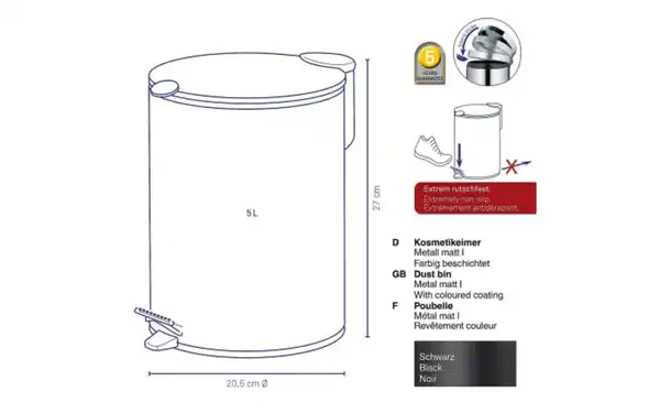 Bild 4 von Kosmetikeimer, schwarz matt, 5 Liter