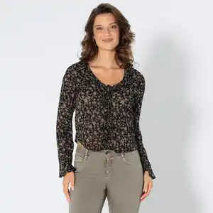 Damen-Bluse mit Rüschen am Ausschnitt