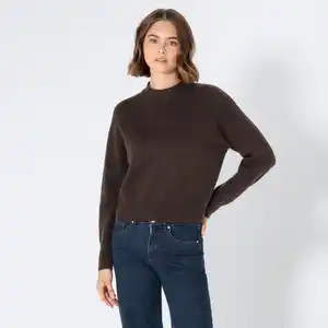 Damen-Strickpullover mit hohem Kragen