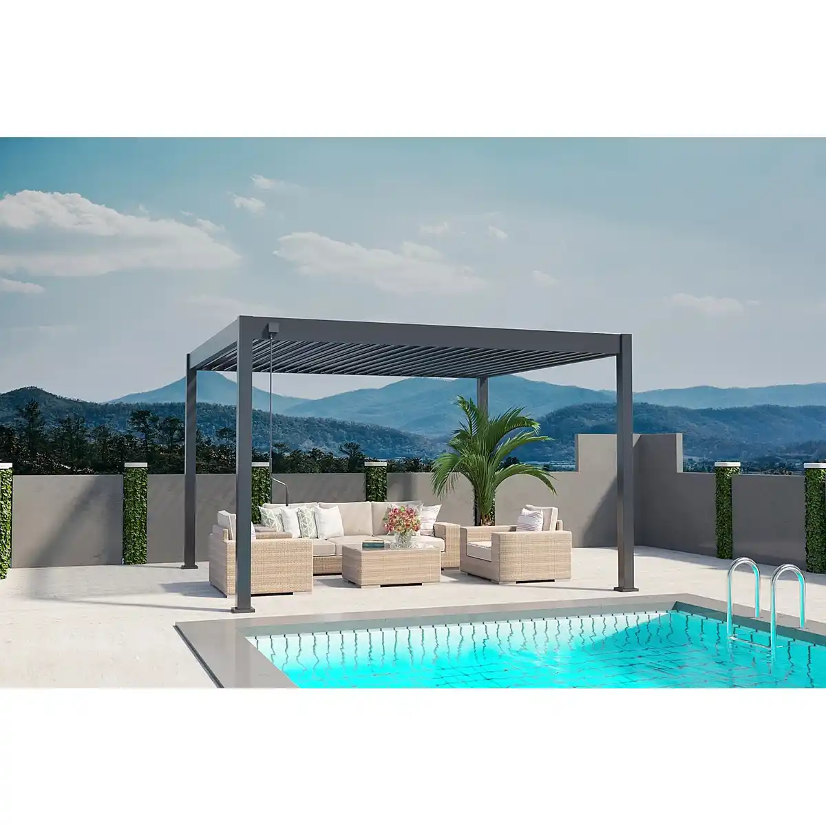 Bild 2 von Weide Deluxe Aluminium Pavillon 3 x 4 M Anthrazit Pergola Freistehend
