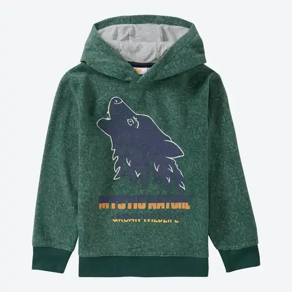 Bild 1 von Kinder-Jungen-Fleece-Hoodie mit Wolfs-Aufdruck