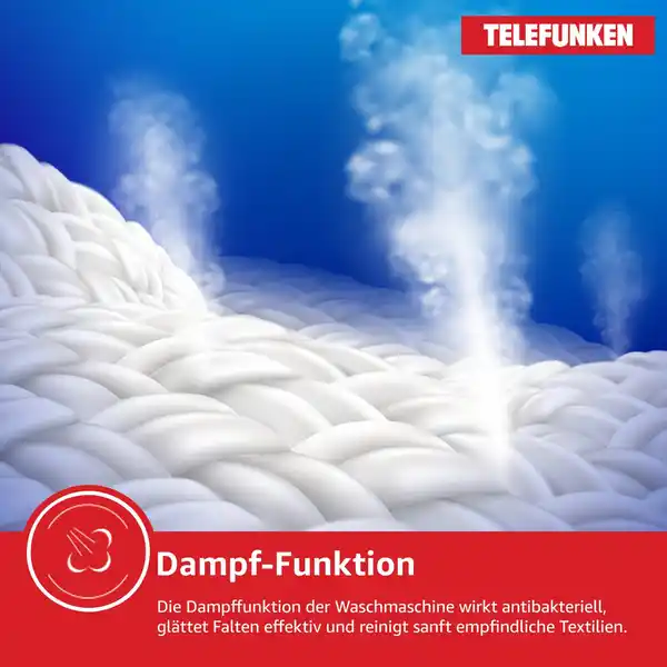 Bild 3 von Telefunken Waschmaschine 9kg 1400 U/Min. Dampffunktion Inverter Motor AquaStop 15 Programme W-9-1400-A-W