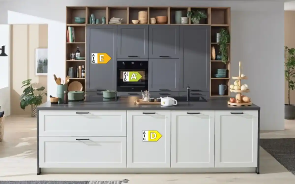 Bild 2 von Einbauküche Nordic, weiß/schiefergrau, inkl. Miele Elektrogeräte