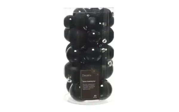 Bild 1 von Weihnachtskugel-Set, schwarz, 6 cm