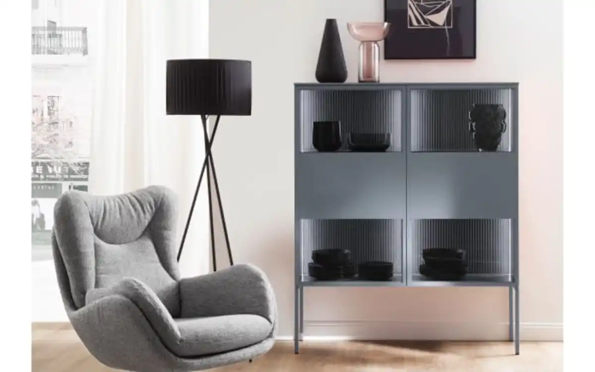 Bild 1 von Schöner Wohnen Kollektion - Vitrine Amaya, taubenblau, inkl. Push to Open Funktion