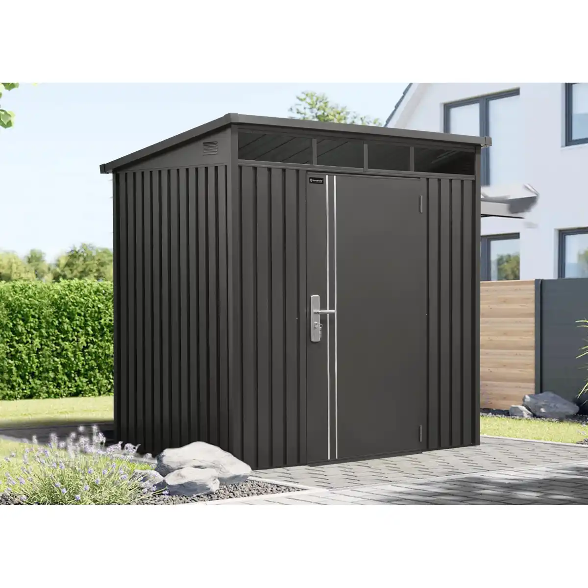 Bild 2 von Geräteschuppen Firstline Metall Pultdach Anthrazit 3,7 m²