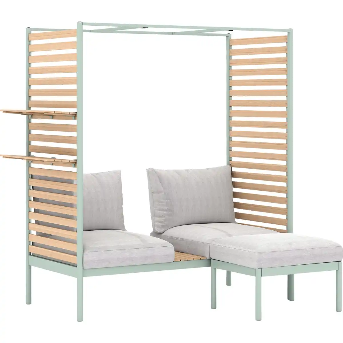 Bild 1 von Lounge-Set Skipton 2-teilig mit Hocker Teakholz Mint-Beige