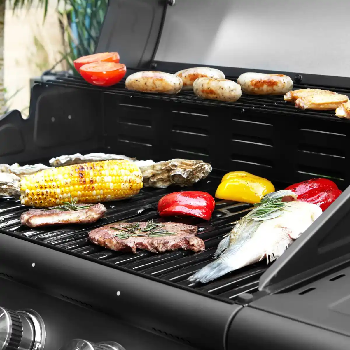 Bild 3 von Taino Red 4+1 Gasgrill Set Mit Drehspieß Grillwagen BBQ Edelstahl-Brenner Gas-Grill Schwarz