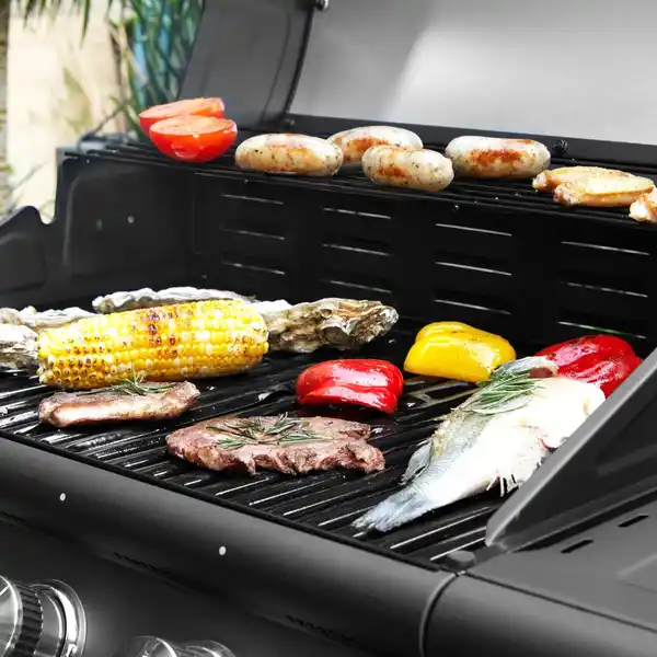 Bild 3 von Taino Red 4+1 Gasgrill Set Mit Drehspieß Grillwagen BBQ Edelstahl-Brenner Gas-Grill Schwarz