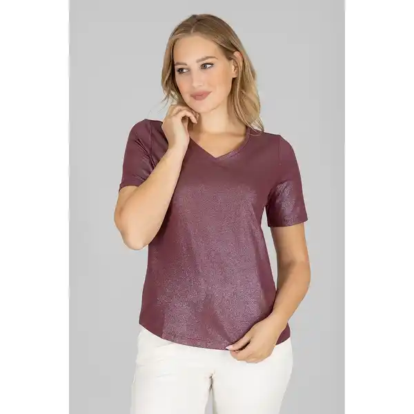 Bild 1 von LYLA Homewear Shirt 1/2-Arm V-Ausschnitt Allover Glanzdruck