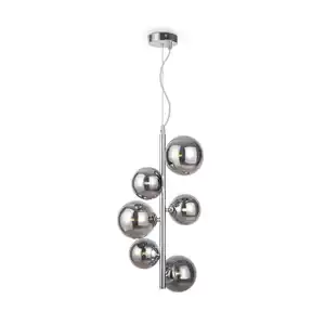 Pendelleuchte Dallas Chromfarben max. 28 Watt, Chromfarben, Grau