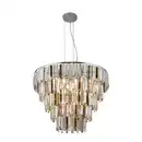 Bild 1 von Searchlight Kristall-Hängeleuchte Clarissa, Champagner, Chrom, Klar, Glas, Metall, 53-170 cm, höhenverstellbar, Lampen & Leuchten, Leuchtenserien
