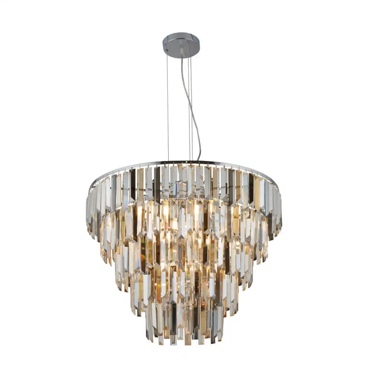 Bild 1 von Searchlight Kristall-Hängeleuchte Clarissa, Champagner, Chrom, Klar, Glas, Metall, 53-170 cm, höhenverstellbar, Lampen & Leuchten, Leuchtenserien