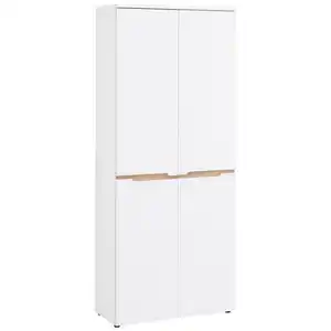 Voleo Schuhschrank Memphis, Weiß, Eiche Artisan, Holzwerkstoff, 9 Fächer, 80x192x38 cm, Typenauswahl, Beimöbel erhältlich, stehend, Garderobe, Schuhaufbewahrung, Schuhschränke