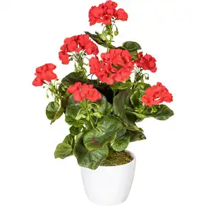 P & B Kunstpflanze, Grün, Rot, Kunststoff, 40 cm, inkl. Topf, UV-beständig, Dekoration, Blumen & Zubehör, Kunstpflanzen