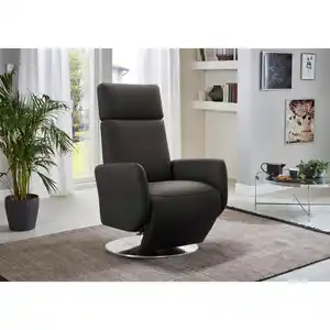 Sit & More Drehstuhl, Mokka, Leder, Echtleder, Nappaleder, Drehteller, 71x110x82 cm, Goldenes M, Made in Europe, DGM-Klimapakt, Sitzfläche 360° drehbar, gepolsterte Armlehnen, Arbeitszimmer, Büros