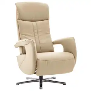 Beldomo Speed Relaxsessel, Beige, Leder, Echtleder, Rindleder, Uni, 71x110x83 cm, Goldenes M, Fußauswahl, Lederauswahl, Stoffauswahl, Relaxfunktion, Wohnzimmer, Sessel, Relaxsessel