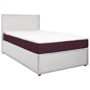 Mid.you Boxbett, Weiß, Brombeere, Holz, Holzwerkstoff, H2, Höhe ca. 19 cm, 120x200 cm, gepolstertes Kopfteil, Topper durchgehend, Schlafzimmer, Betten, Boxspringbetten