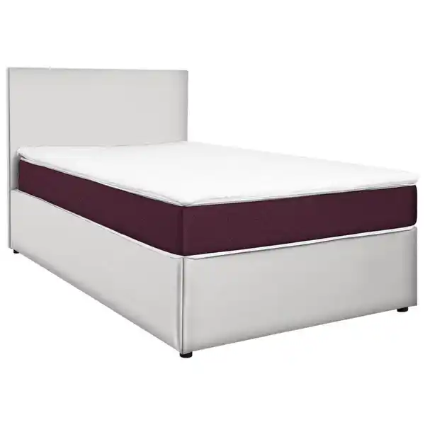 Bild 1 von Mid.you Boxbett, Weiß, Brombeere, Holz, Holzwerkstoff, H2, Höhe ca. 19 cm, 120x200 cm, gepolstertes Kopfteil, Topper durchgehend, Schlafzimmer, Betten, Boxspringbetten
